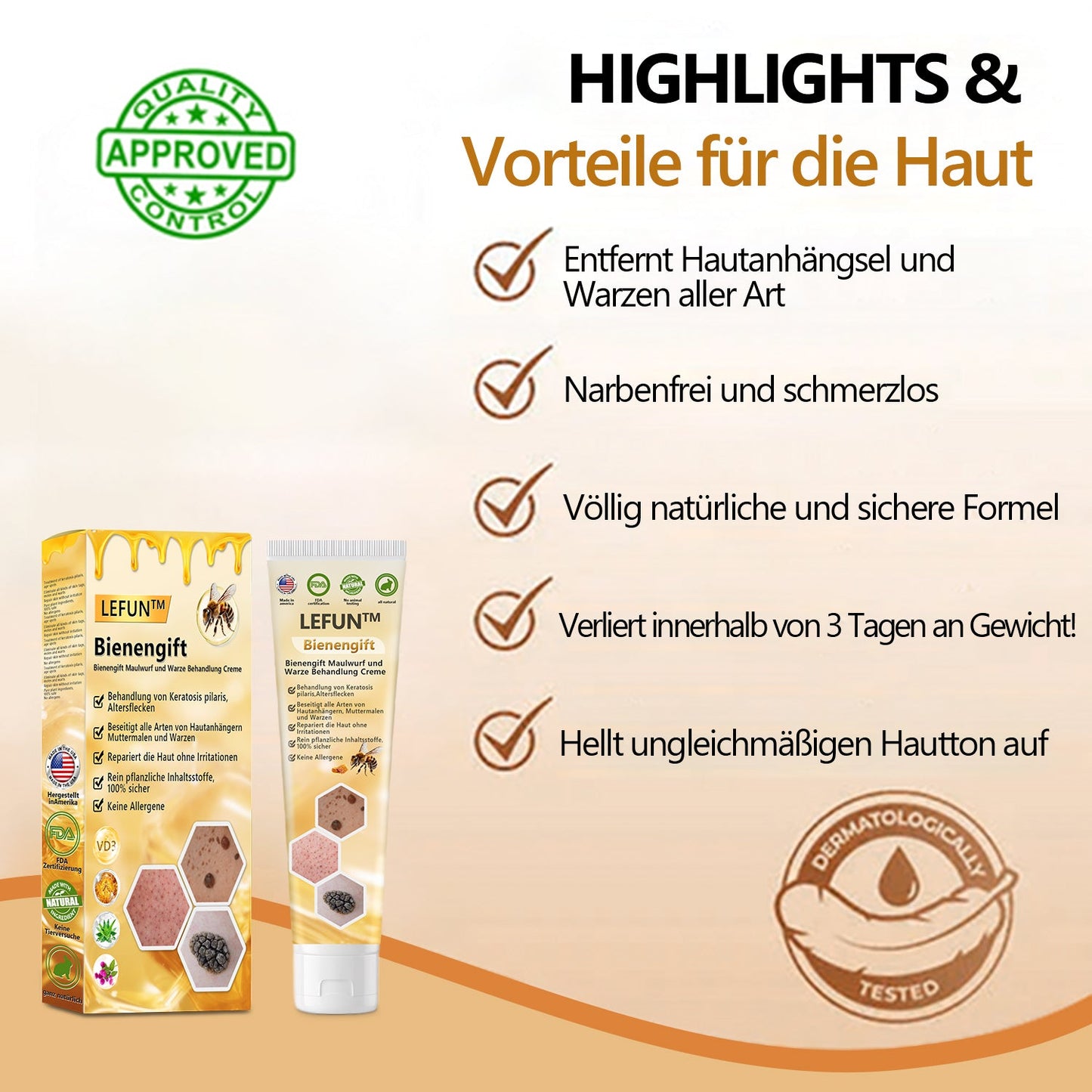 🌻🐝[🍀Offizieller Markenshop🍀] LEFUN™ Bienengift Maulwurf und Warze Behandlung Creme(👨‍⚕AAD EMPFIEHLT)