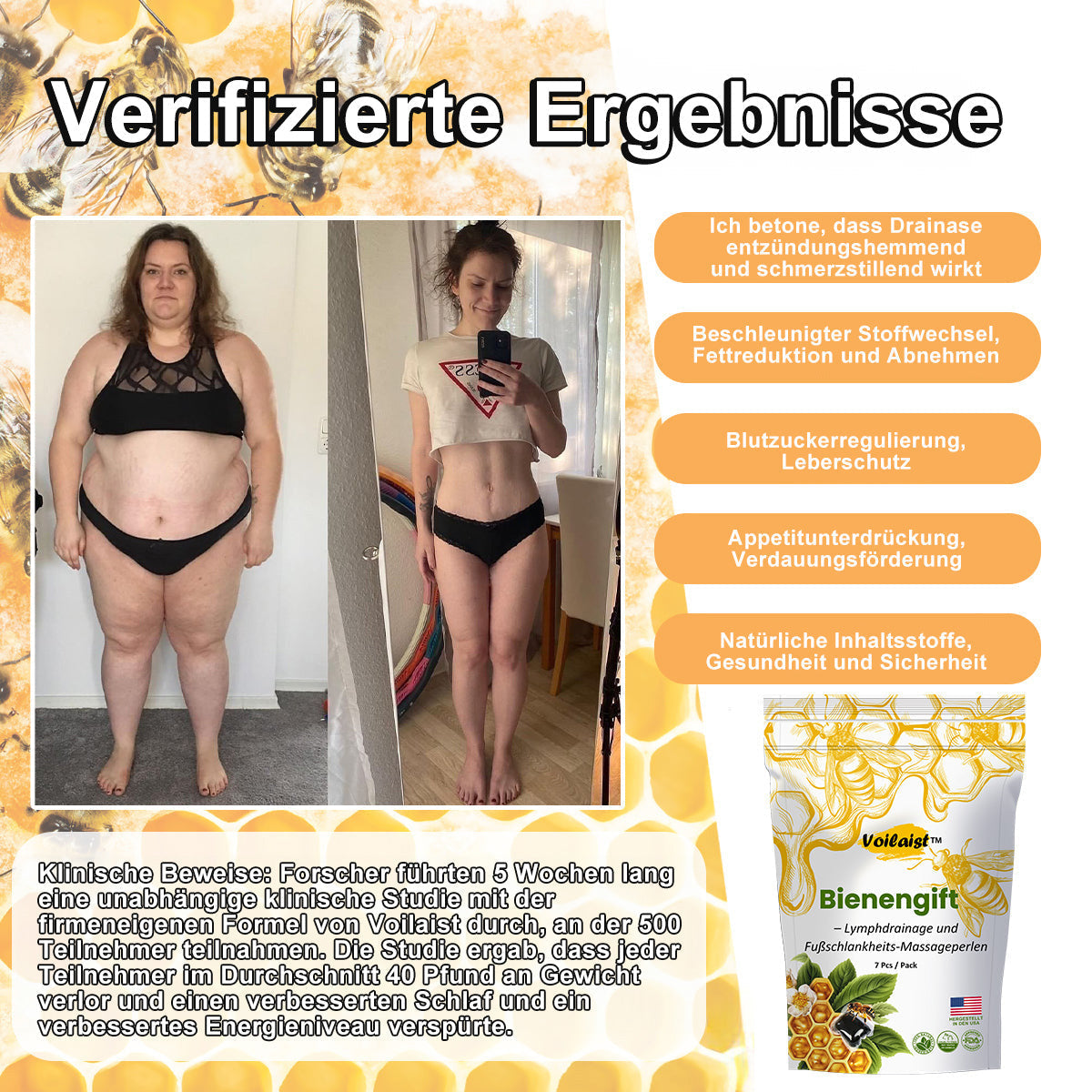 Voilaist™ Bienenlymphatischer Drainage- & schlankender Fußbad-Körner (Für alle lymphatischen Probleme und Ödeme)-Empfehlung des Arztes