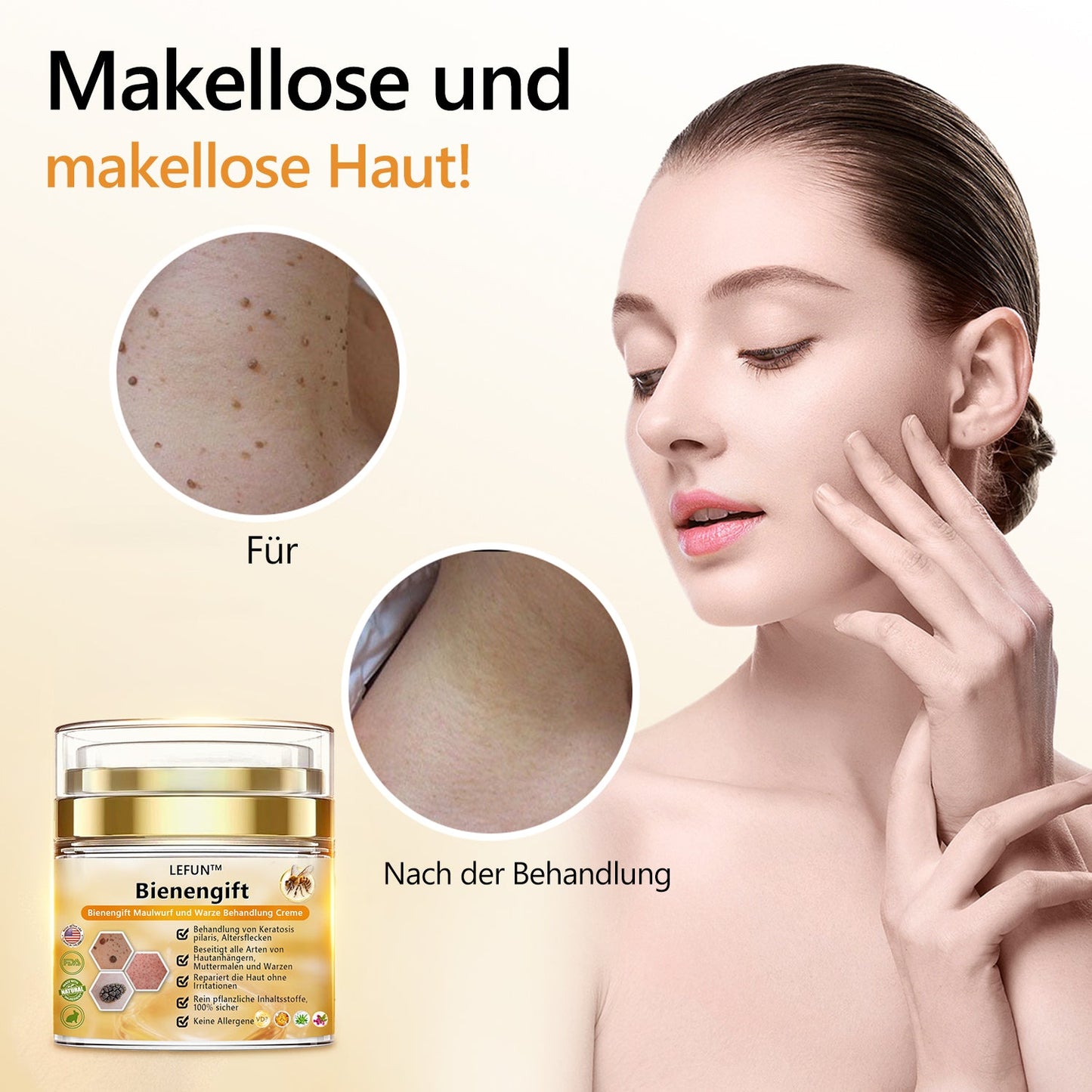 🌻🐝[🌟Offizieller Markenshop🌟] LEFUN™ Bienengift Maulwurf und Warze Behandlung Creme(👨‍⚕AAD EMPFIEHLT)