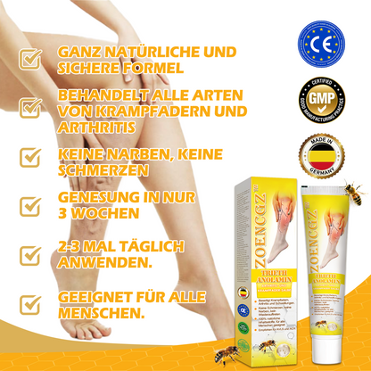 🐝🌈[✨𝐎𝐟𝐟𝐢𝐜𝐢𝐚𝐥 𝐁𝐫𝐚𝐧𝐝 𝐒𝐭𝐨𝐫𝐞✨]Zoencgz™ Bienengiftcreme zur Behandlung von Arthritis und Krampfadern（CE & GMP RECOMMENDS）